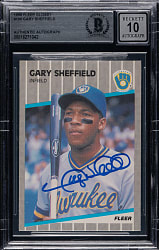 Signed 1989 Fleer Glossy #196 Gary Sheffield Rookie Beckett GEM MINT 10