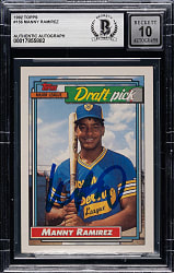 Signed 1992 Topps #156 Manny Ramirez Rookie Beckett GEM MINT 10
