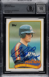 Signed 1989 Topps #49 Craig Biggio Rookie Beckett GEM MINT 10