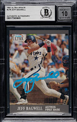 Signed 1991 Ultra Update #U79 Jeff Bagwell Rookie Beckett GEM MINT 10