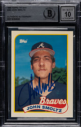 Signed 1989 Topps Tiffany #382 John Smoltz Rookie Beckett GEM MINT 10