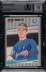 Signed 1989 Fleer Glossy #602 John Smoltz Rookie Beckett GEM MINT 10