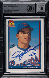 Signed 1991 Topps Traded #101T Ivan Rodriguez Rookie Beckett GEM MINT 10