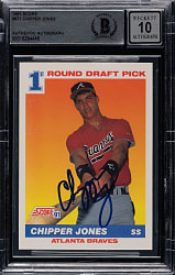 Signed 1991 Score #671 Chipper Jones Rookie Beckett GEM MINT 10