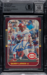 Signed 1987 Donruss Opening Day #191 Barry Larkin Rookie Beckett GEM MINT 10