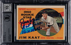 Signed 1960 Topps #136 Jim Kaat Rookie Beckett GEM MINT 10