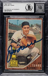 Signed 1962 Topps #218 Joe Torre Rookie Beckett GEM MINT 10