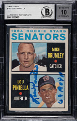 Signed 1964 Topps #167 Lou Piniella Rookie Beckett GEM MINT 10 - "69 ROY" Inscription