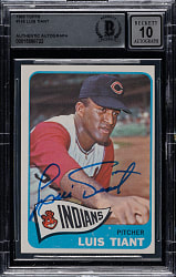 Signed 1965 Topps #145 Luis Tiant Rookie Beckett GEM MINT 10