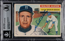 Signed 1956 Topps #8 Walter Alston Gray Back Beckett GEM MINT 10