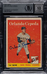 Signed 1958 Topps #343 Orlando Cepeda Rookie Beckett GEM MINT 10
