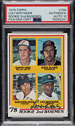 Signed 1978 Topps #704 Lou Whitaker Rookie PSA/DNA GEM MINT 10