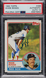 Signed 1983 Topps #498 Wade Boggs Rookie PSA/DNA GEM MINT 10