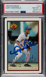 Signed 1989 Bowman #142 Gary Sheffield Rookie PSA NM-MT 8 with GEM MINT 10 Signature