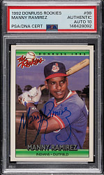 Signed 1992 Donruss Rookies #98 Manny Ramirez Rookie PSA/DNA GEM MINT 10
