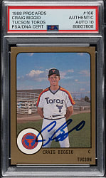 Signed 1988 ProCards Tucson Toros #166 Craig Biggio Pre-Rookie PSA/DNA GEM MINT 10