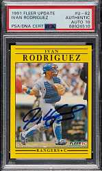 Signed 1991 Fleer Update #U-62 Ivan Rodriguez Rookie PSA/DNA GEM MINT 10