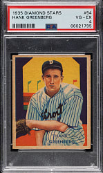 1934-1936 R327 Diamond Stars #54 Hank Greenberg PSA VG-EX 4