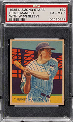 1934-1936 R327 Diamond Stars #30 Heinie Manush with W on Sleeve (1935 Green Back) PSA EX-MT 6
