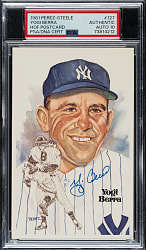 Signed 1981 Perez-Steele Hall of Fame Postcard Yogi Berra PSA/DNA GEM MINT 10