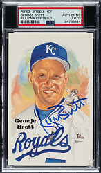 Signed 1981 Perez-Steele Hall of Fame Postcard George Brett - PSA/DNA