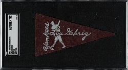 1936-1937 BF3 Felt Pennant Type 2 Lou Gehrig Batting SGC Authentic