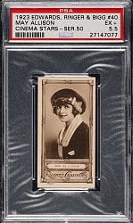 1923 Edwards, Ringer & Bigg "Cinema Stars" #40 May Allison PSA EX+ 5.5