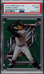 2018 Topps High Tek #HT-AJ Aaron Judge Rainbow Foil Green #60/99 PSA MINT 9