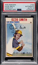 Signed 1979 Hostess #102 Ozzie Smith Rookie PSA/DNA GEM MINT 10