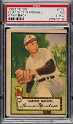 1952 Topps #174 Clarence Marshall PSA VG 3 (MC) - "Canadian" Gray Back