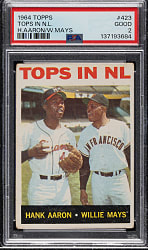 1964 Topps #423 Tops In N. L. with Hank Aaron and Willie Mays PSA GOOD 2