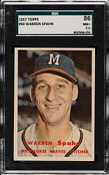 1957 Topps #90 Warren Spahn SGC NM+ 86