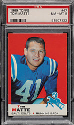 1969 Topps Football #47 Tom Matte PSA NM-MT 8