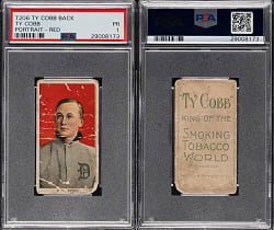 1909-1911 T206 White Border Ty Cobb Portrait Red Background with Ty Cobb Back PSA POOR 1