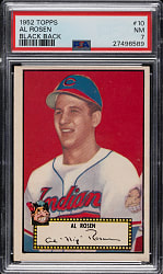 1952 Topps #10 Al Rosen Black Back PSA NM 7