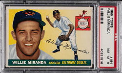 1955 Topps #154 Willie Miranda PSA NM-MT 8