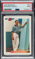 1992 Bowman #302 Mariano Rivera Rookie PSA MINT 9