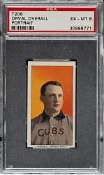 1909-1911 T206 White Border Orval Overall Portrait PSA EX-MT 6