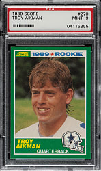 1989 Score Football #270 Troy Aikman Rookie PSA MINT 9