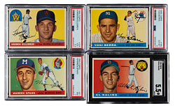 1955 Topps Near-Complete Set (193/206) Including Six PSA-Graded Cards