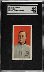 1909-1911 T206 White Border Ty Cobb Portrait Red Background SGC VG/EX 4