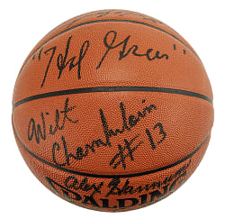 1966-1967 Philadelphia 76ers World Champions Team-Signed Reunion Basketball with Wilt Chamberlain and Hal Greer - JSA