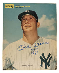 1961 Mickey Mantle Signed "New York News Coloroto" Magazine Cover with "NO. 7" and "1961" Inscriptions - PSA/DNA GEM MINT 10