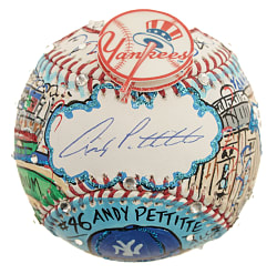 Andy Pettitte Signed Mixed-Media Art Baseball by Charles Fazzino