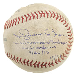 September 26, 2013 Mariano Rivera Signed Limited-Edition Game-Used Baseball with "Final Season in Pinstripes" "Exit Sandman 9/26/13" Inscriptions - MLB and Steiner