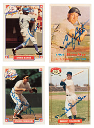 1955 to 1994 Topps, Fleer, Donruss, and Nabisco Signed-Card Collection (72) Including Banks, Snider, and Gibson