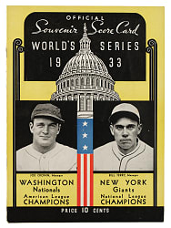 1933 Washington Nationals (vs. New York Giants) World Series Program