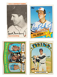 Signed 1970 to 1989 Topps, Fleer, and Donruss Hall of Fame Collection (156) Including Marquard, Greenberg, Sandberg, and Ripken Jr.