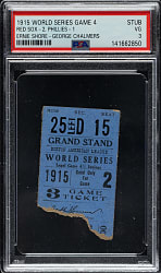 1915 Boston Red Sox (vs. Philadelphia Athletics) World Series Game 4 Ticket Stub PSA VG 3 - Babe Ruth's First World Series