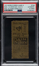 Extremely Rare 1919 Cincinnati Reds (vs. Chicago White Sox) World Series Game 8 Ticket Stub - PSA